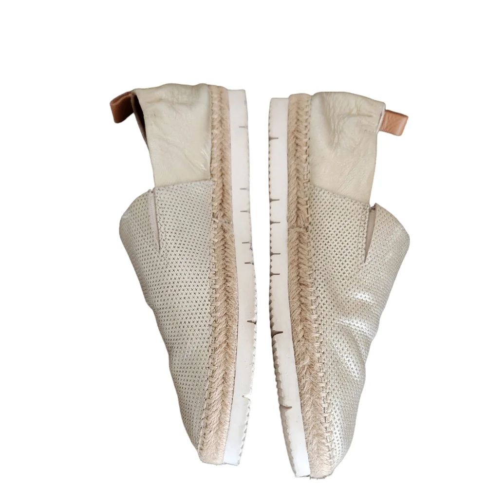 Gentle Souls Lara A Line Gold Metallic Leather Espadrilles 8.5